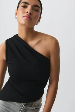 One shoulder drapy top