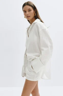 Oversized linen blend shirt