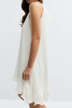 Pleated frill mini dress
