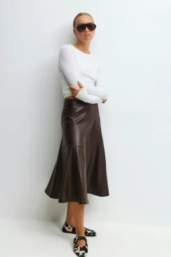 Pu midi skirt