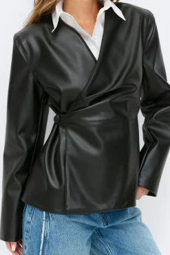 Pu wrap blazer