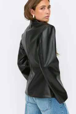 Pu wrap blazer