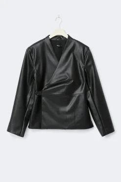 Pu wrap blazer