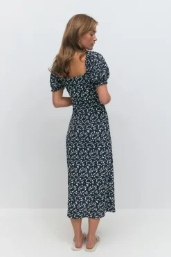 Puff sleeve midi dress