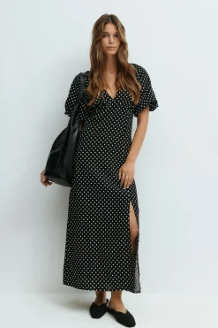 Puff sleeve midi dress
