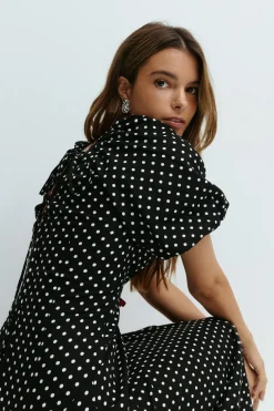 Puff sleeve midi dress