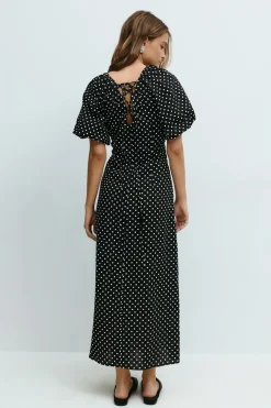 Puff sleeve midi dress