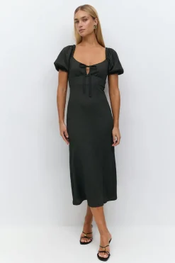 Puff sleeve midi dress