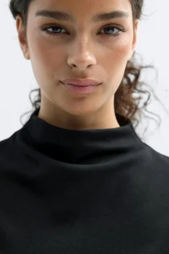 Ruched funnel neck top