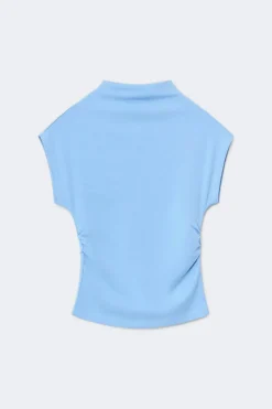 Ruched funnel neck top