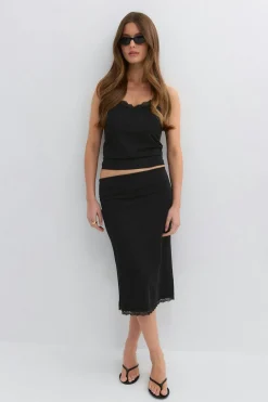 90s midi lace detail skirt