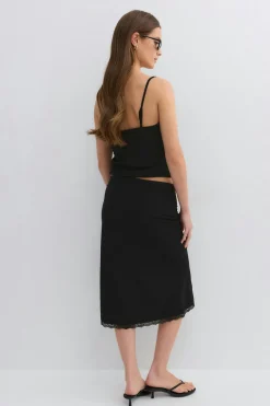 90s midi lace detail skirt
