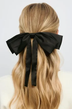 Satin bow hair clip