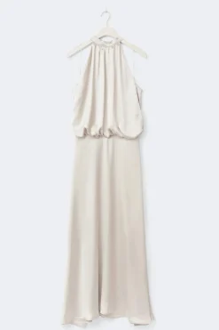 Satin halterneck maxi dress
