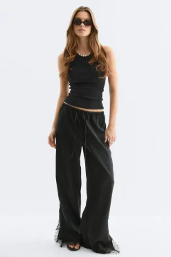 Satin lace trousers