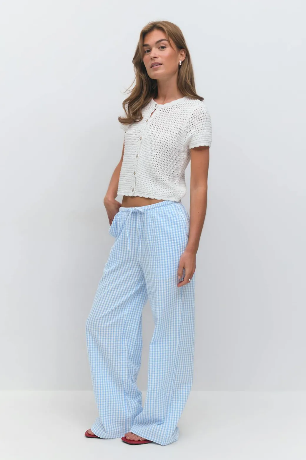Seersucker gingham trousers