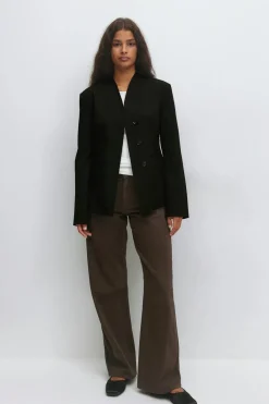 Shaped high neck blazer