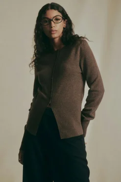 Shaped knitted wool cardigan