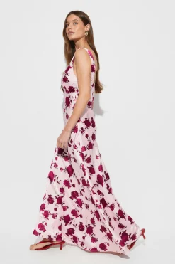 Sleeveless satin maxi dress