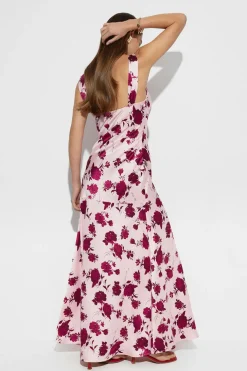 Sleeveless satin maxi dress