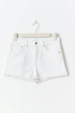 Slit denim shorts