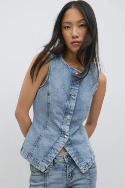 Tailored denim vest