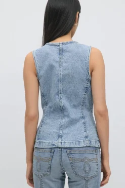 Tailored denim vest