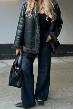 Teddy pu belted jacket