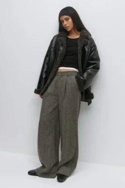Teddy pu belted jacket