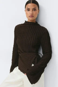 Textured tie detail top