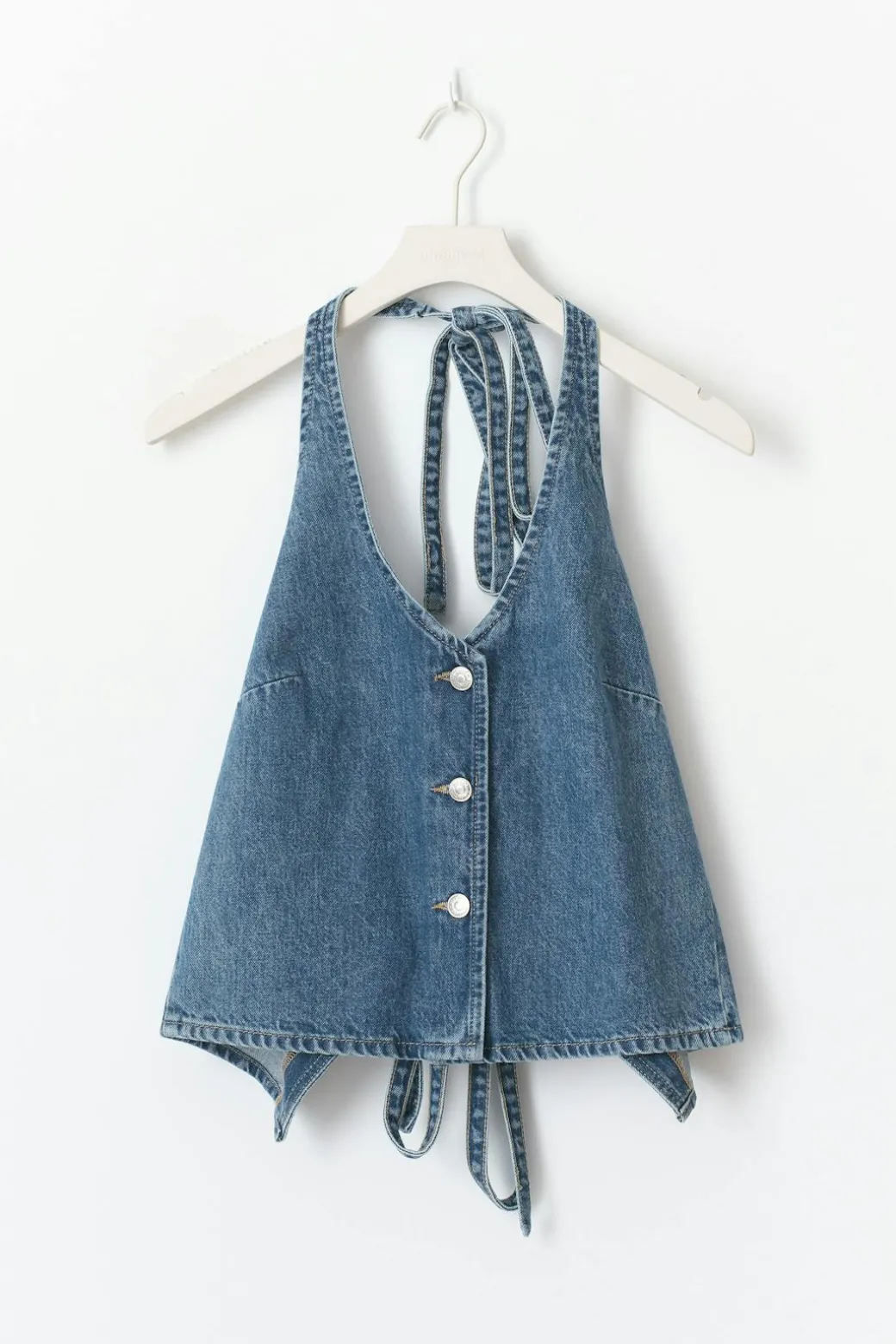 Tie back denim vest