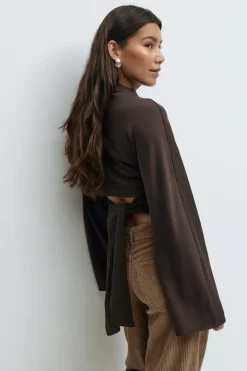 Tie back wide sleeve top