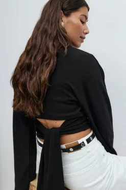 Tie back wide sleeve top