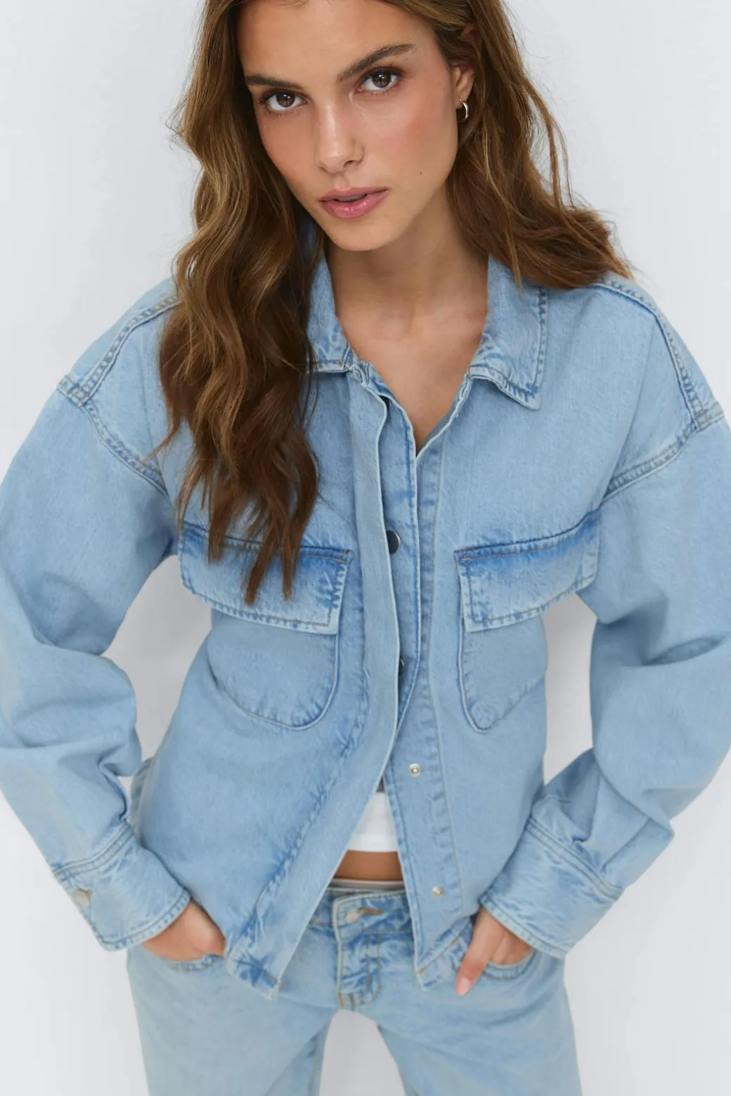 Tie denim shirt