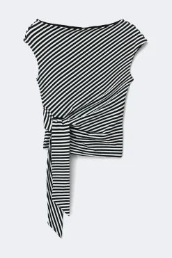 Tie detail stripe top