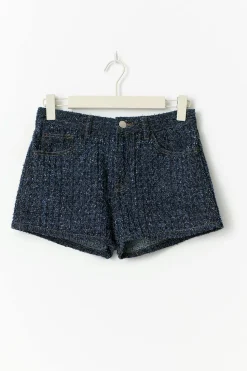 Tweed denim shorts