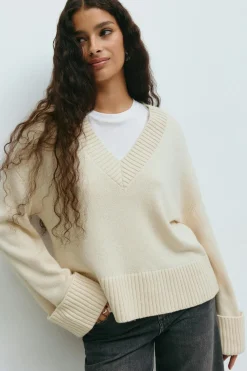 V-neck knitted sweater