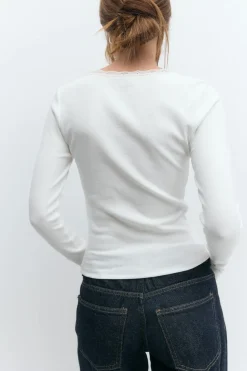 V-neck lace detail top