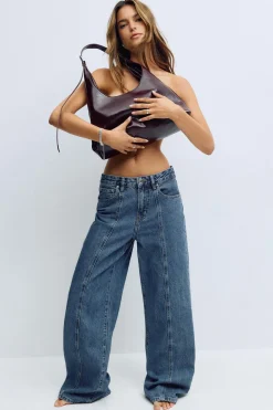 Wide front seam jeans