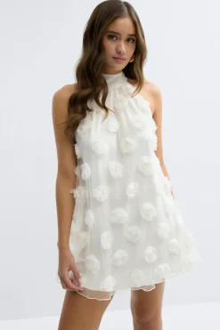 Wide halterneck mini dress