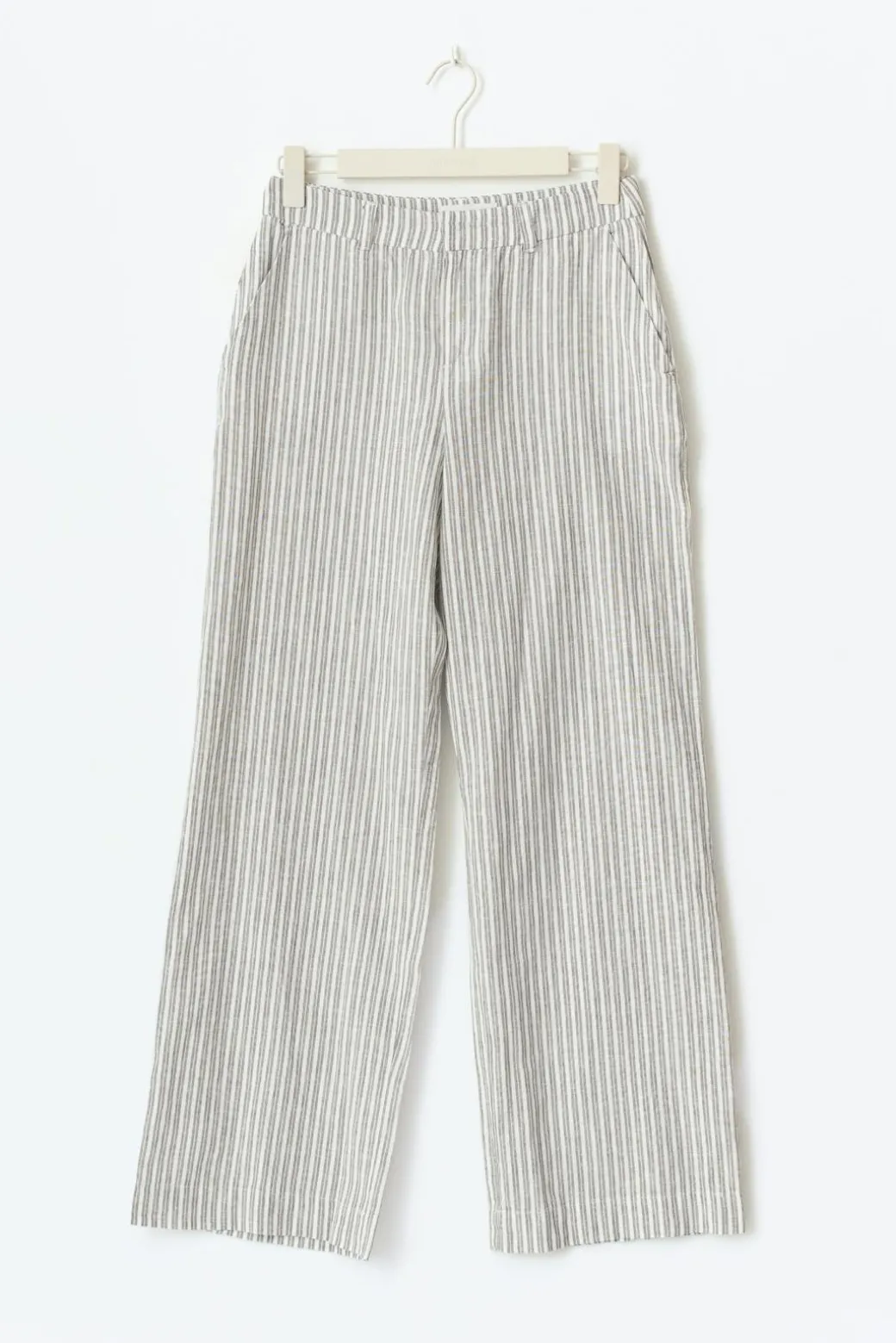Wide linen blend trousers