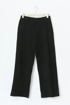 Wide linen blend trousers