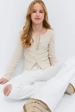 Y 2 in 1 lace rib cardigan