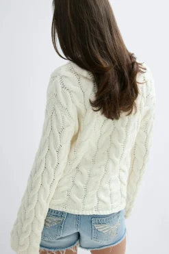 Y cable knitted cardigan