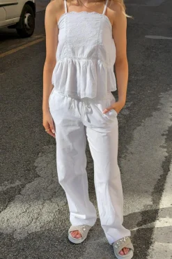 Y low linen blend trousers