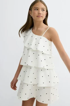 Y one shoulder frill dress