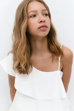 Y one shoulder frill dress