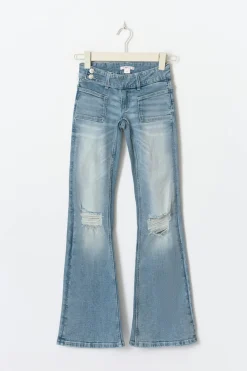 Y pleated flare jeans