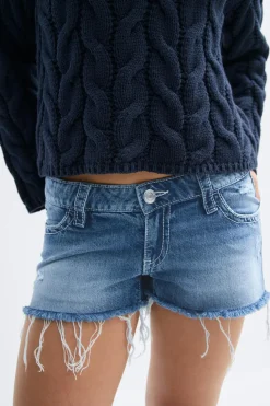Y sparkle low denim shorts