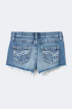 Y sparkle low denim shorts